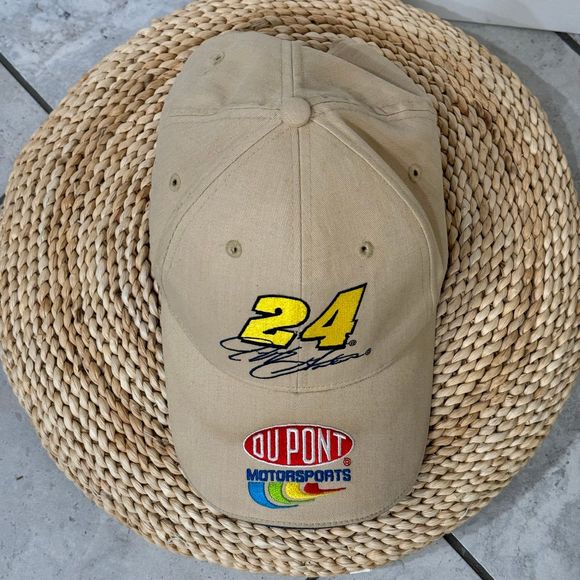 Dupont Motorsport Jeff Gordon # 24 Nascar cap hat strapback Tan - Picture 3 of 7